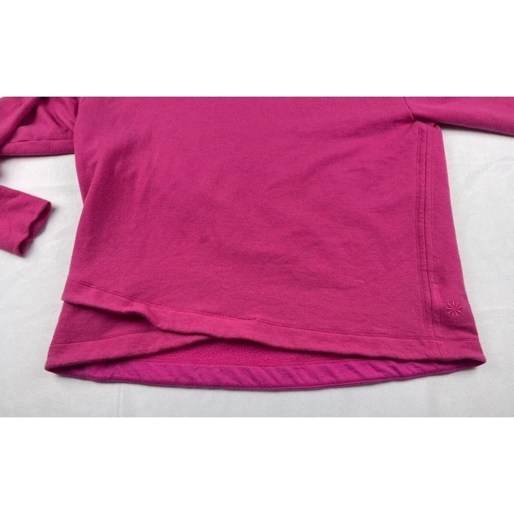 ATHLETA WOMENS MEDIUM PINK CREWNECK SWEATSHIRT HI LOW HEM LONG SLEEVE ATHLEISURE - Picture 7 of 12